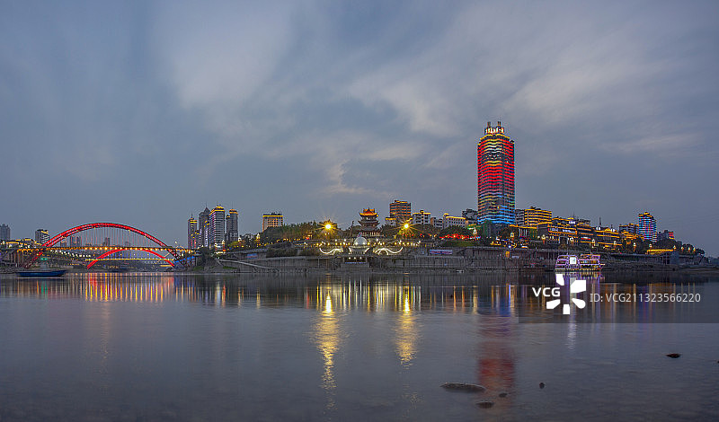 长江零公里地标之夜 零公里 乐山图片素材