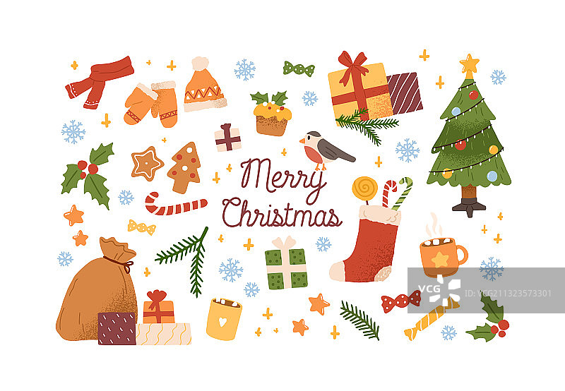 新年和圣诞节元素合集图片素材