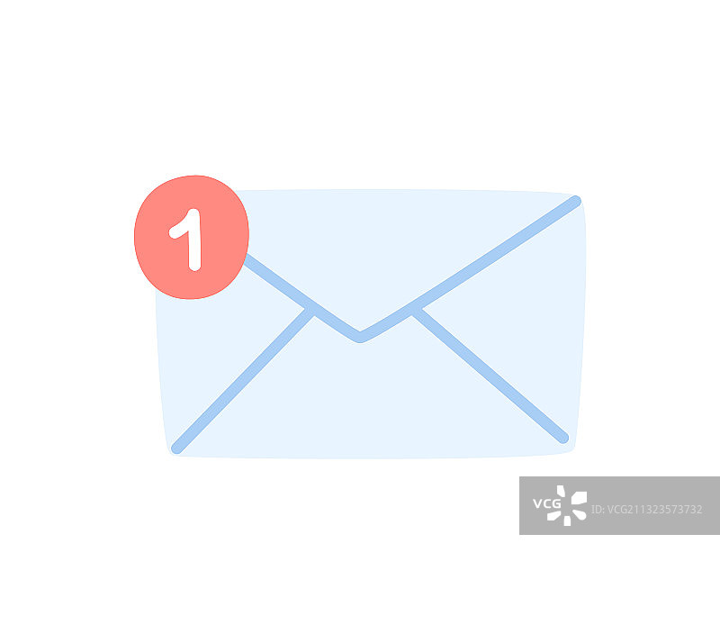 一条新消息，一个带数字1的信封图片素材