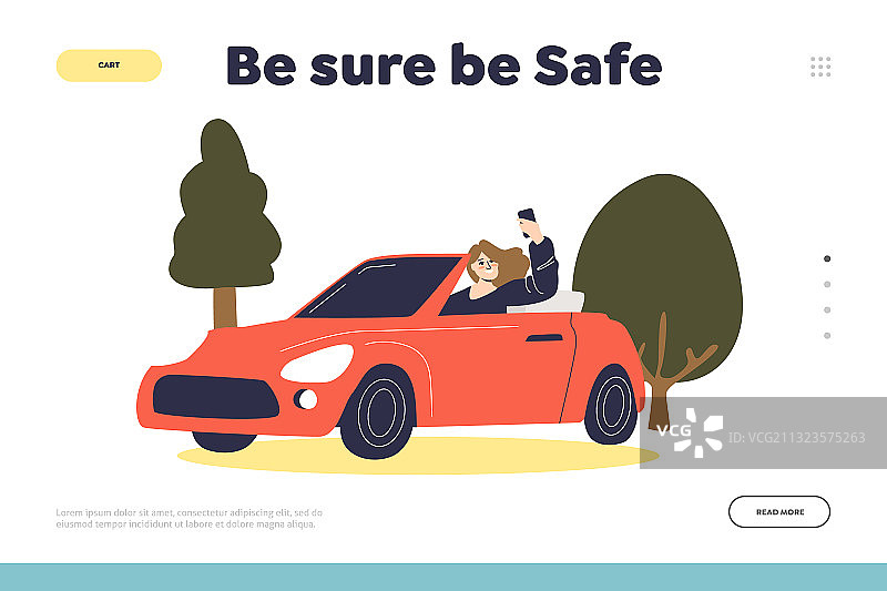 汽车驾驶安全着陆页概念与女性图片素材