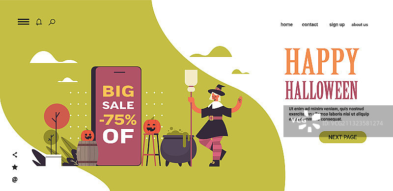 装扮成女巫庆祝万圣节的女人图片素材