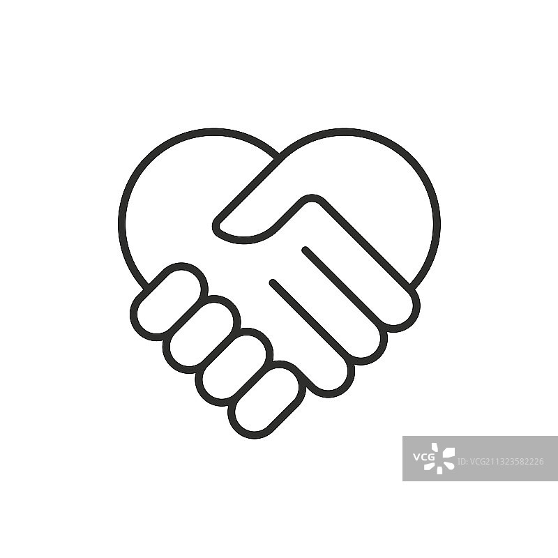 双手组成心形现代细线图标图片素材