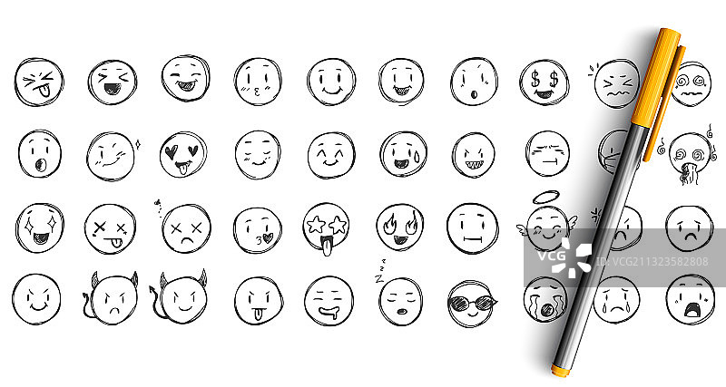 面部表情涂鸦合集图片素材