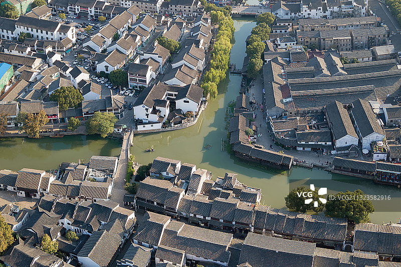江南水乡 苏州 同里古镇 航拍图片素材