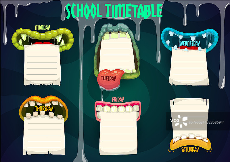怪物嘴巴教育课程表图片素材