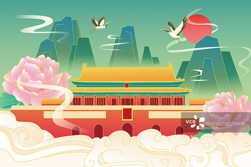 中国风天安门城楼矢量插画图片素材