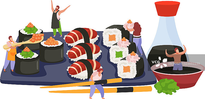 扁平风格寿司组合图片素材