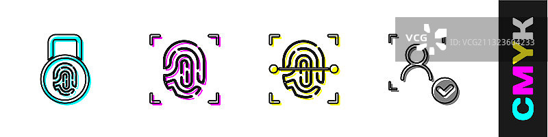 指纹、锁和面部识别设置图片素材