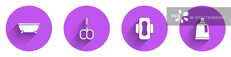 浴缸指甲剪卫生巾套装图片素材