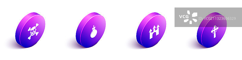 2.5D骷髅头骨炸弹图标图片素材