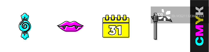 万圣节吸血鬼牙齿日历糖果套装图片素材