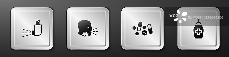 男子咳嗽吸入器药丸素材图片素材