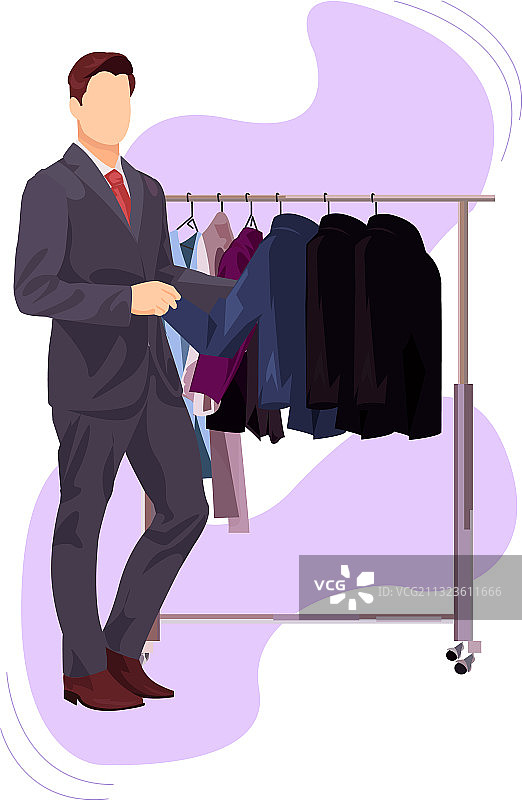 男人从衣架上挑选西装图片素材