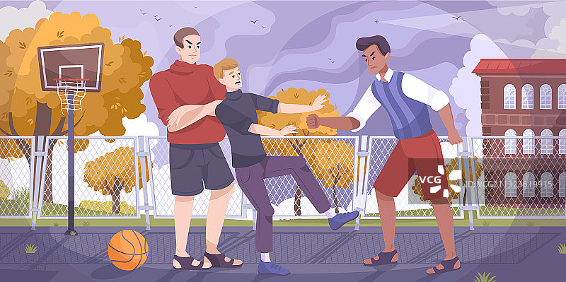 青少年流氓扁平化组合图片素材