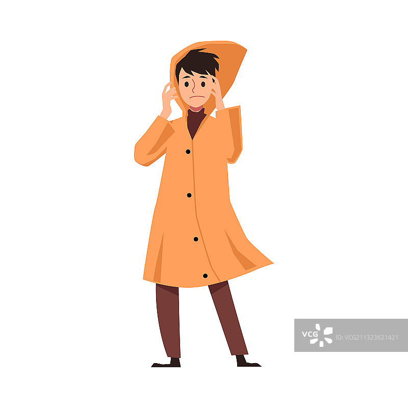 身穿雨衣男子（扁平风格）图片素材