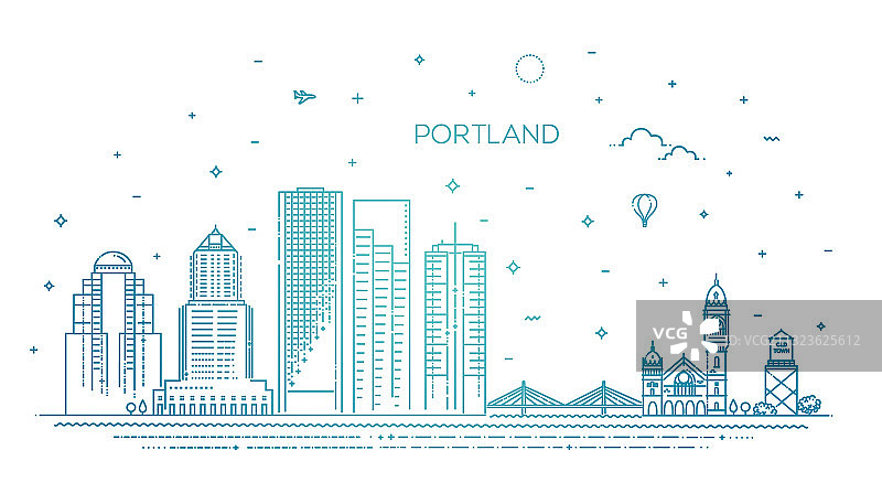 俄勒冈州波特兰城市天际线图片素材