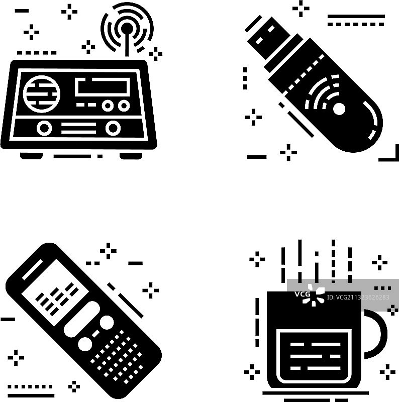 新闻业和社交媒体实体图标包图片素材