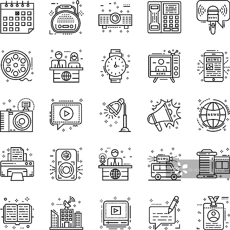 新闻大众媒体线性图标包图片素材