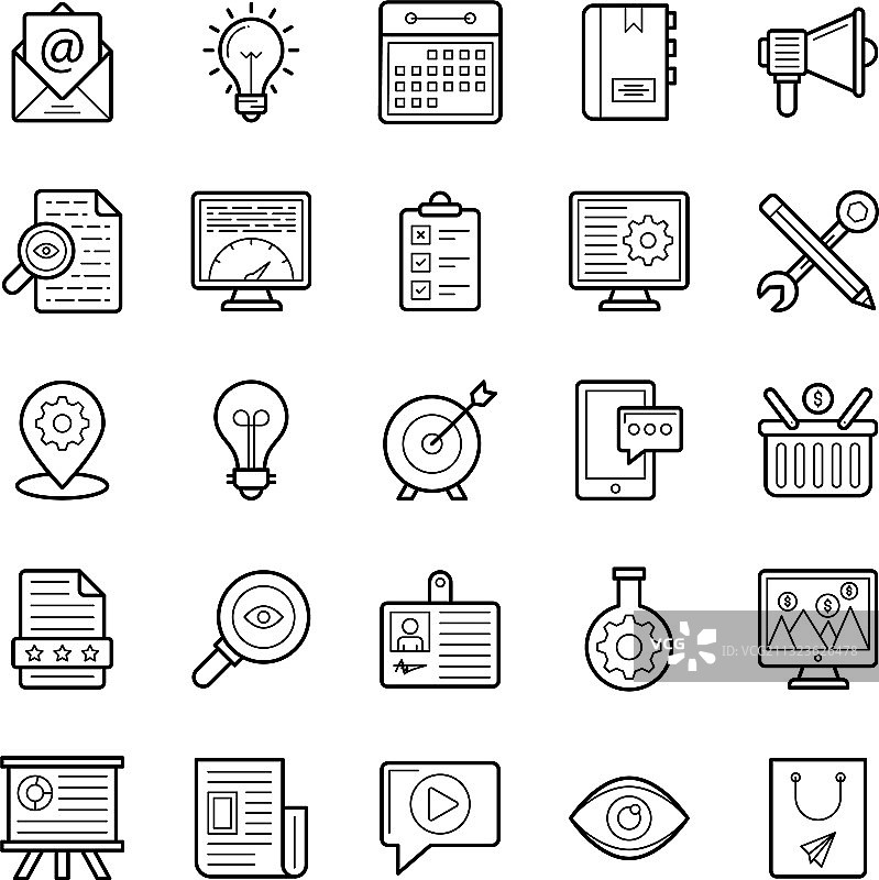 Web和SEO线性图标包图片素材