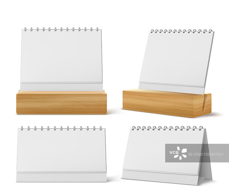 带有螺旋木支架的桌面日历图片素材