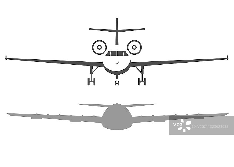 飞机正面图：客机或商用喷气机图片素材
