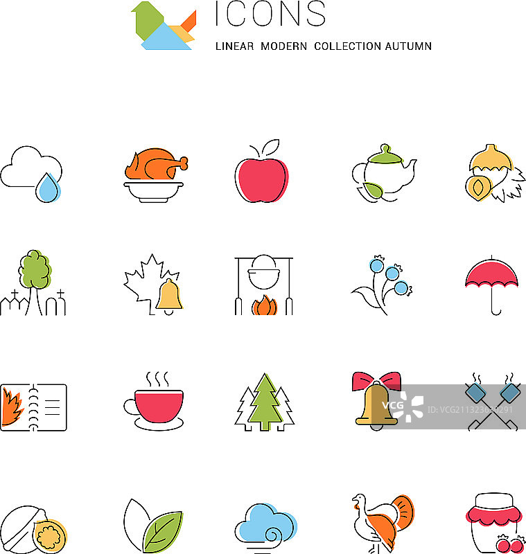 秋季图标线条图片素材