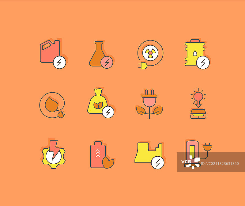 商务电力系列简约线条图标图片素材