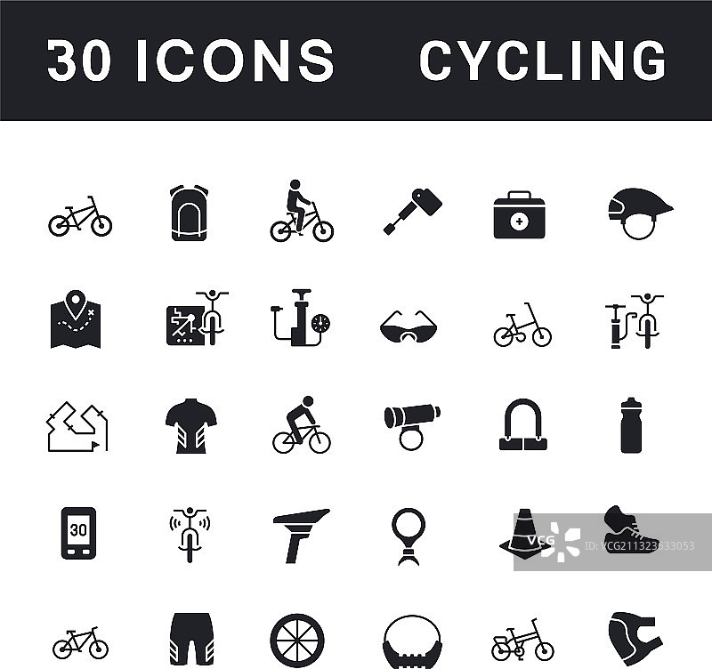 自行车运动简约图标合集图片素材