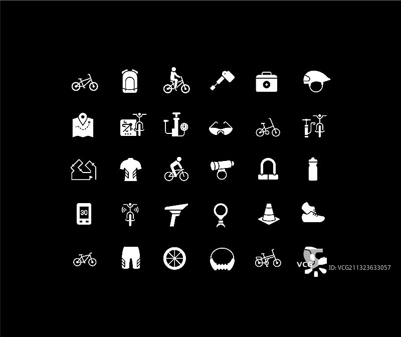 自行车运动简约图标合集图片素材