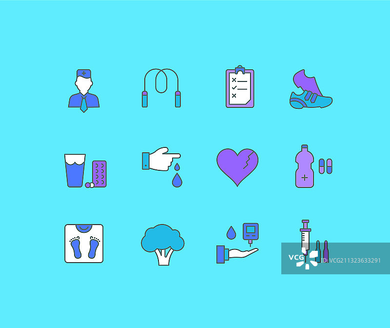 糖尿病简约线性图标图片素材