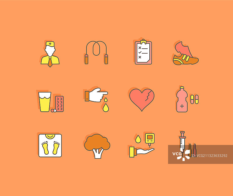 糖尿病简约线性图标图片素材