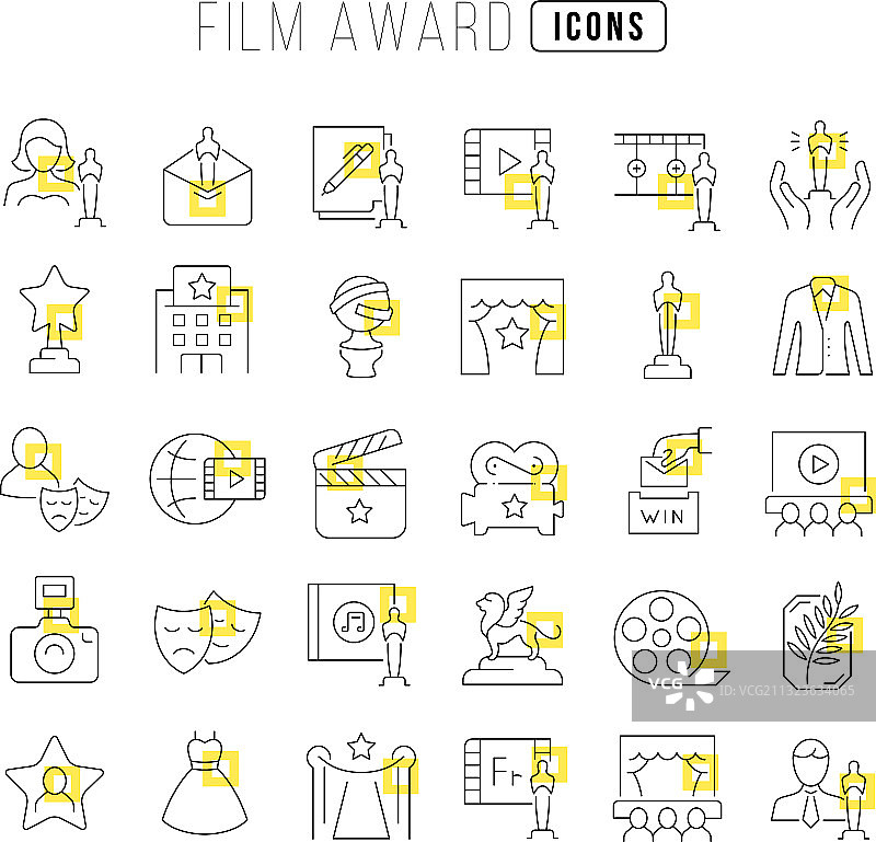 电影奖项线条图标图片素材
