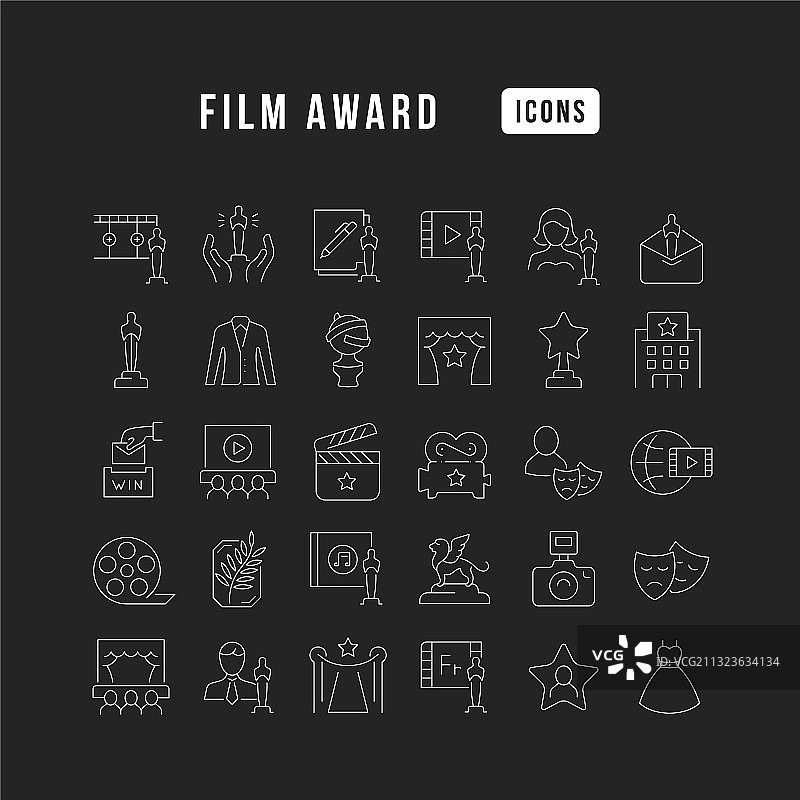 电影奖项线条图标图片素材