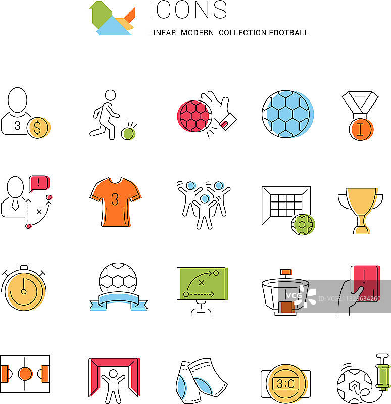 足球线性图标合集图片素材