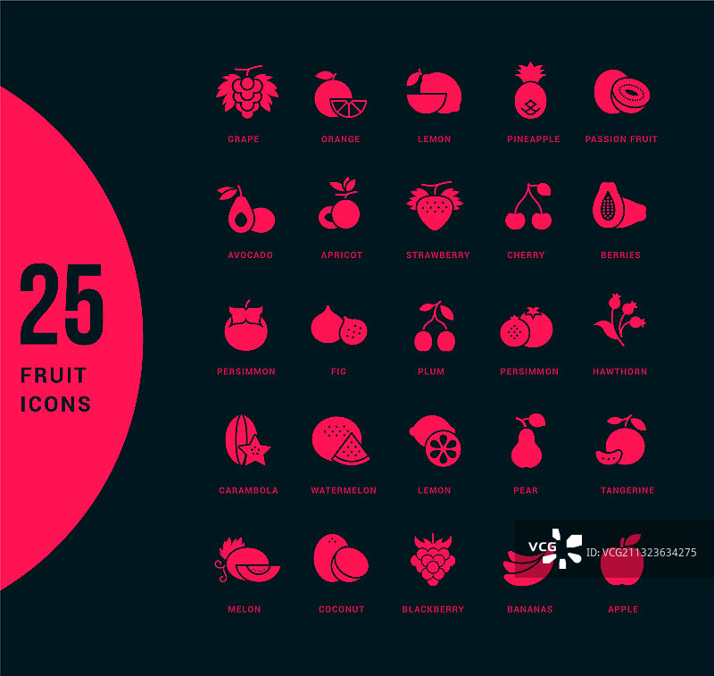简约水果图标套装图片素材