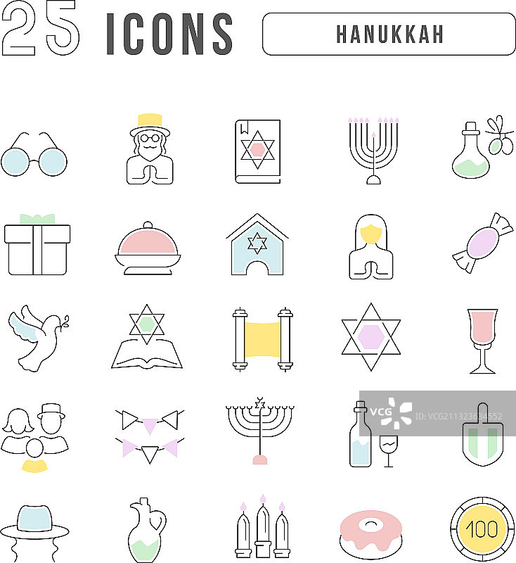 光明节线性图标图片素材