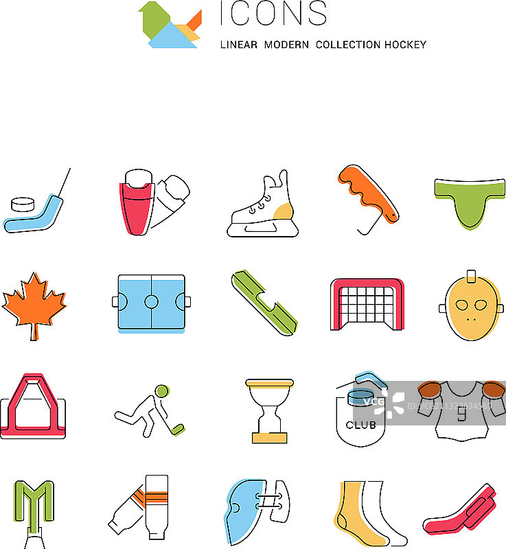 曲棍球线条图标图片素材