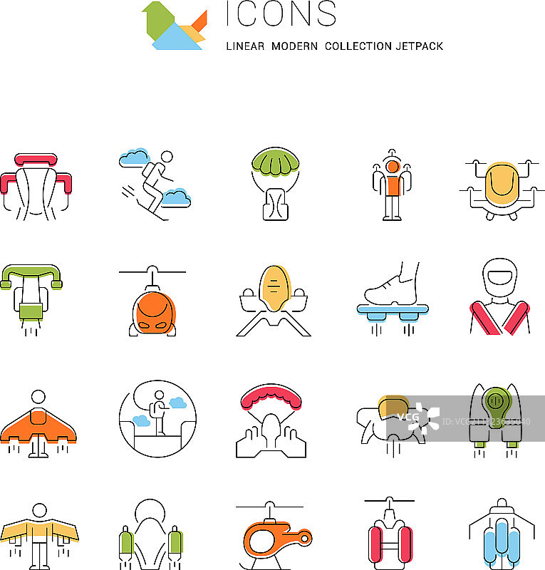 喷气背包线性图标图片素材