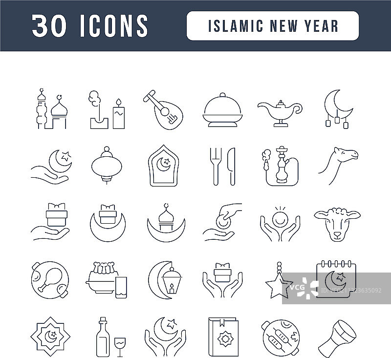 线条图标：伊斯兰新年图片素材