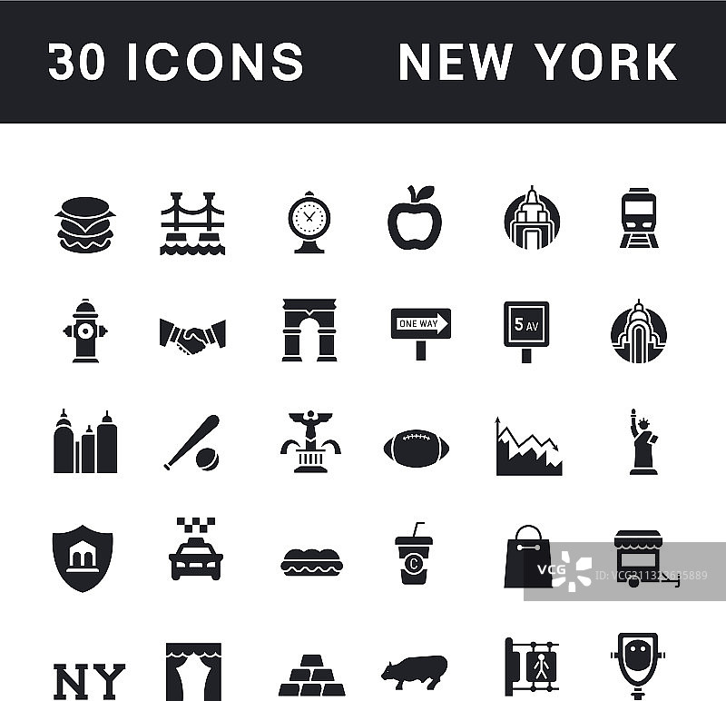 纽约简约图标合集图片素材