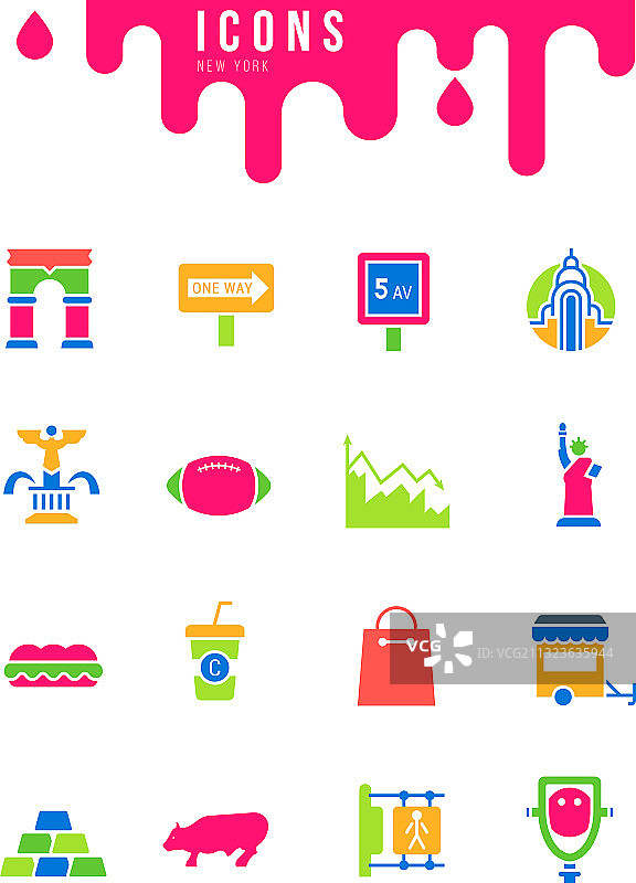 纽约简约图标合集图片素材