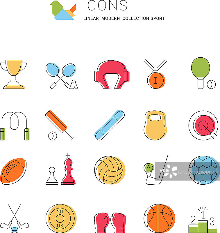 体育运动线性图标合集图片素材