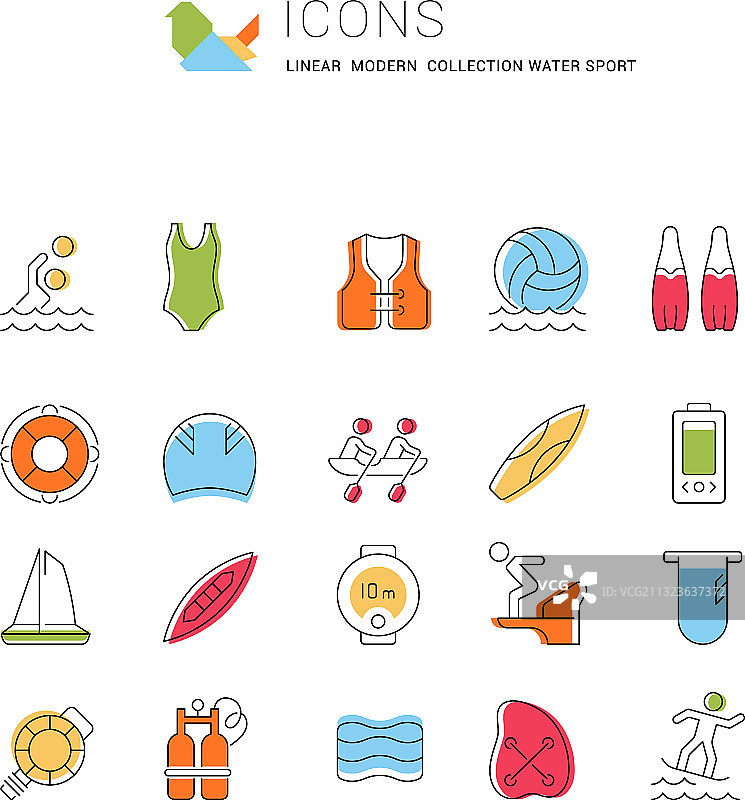 水上运动线性图标图片素材