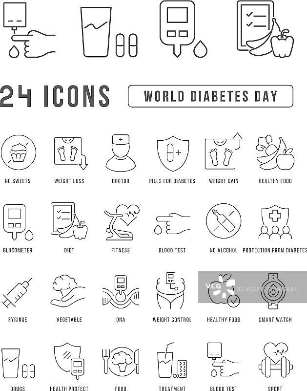 世界糖尿病日线性图标图片素材