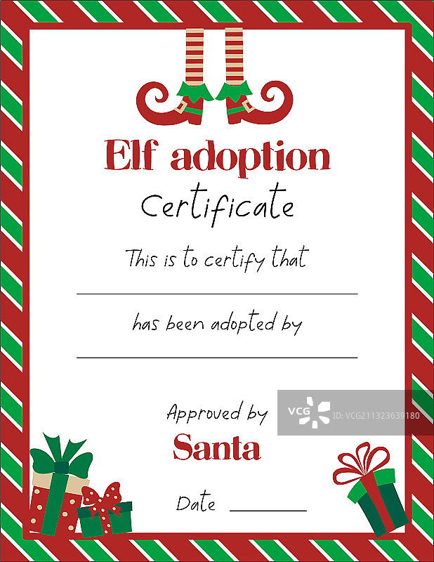 带可爱精灵的精灵收养证书模板图片素材