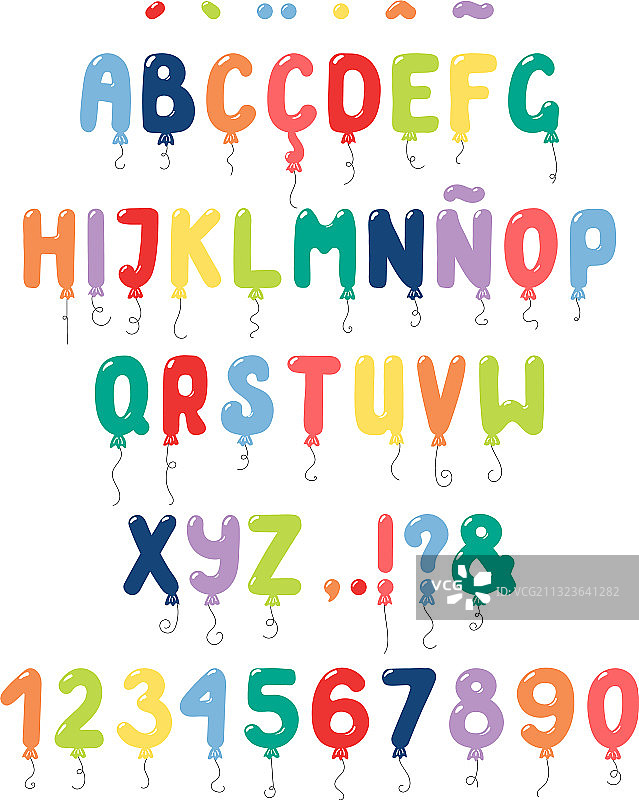 带变音符号的可爱罗马气球字母图片素材