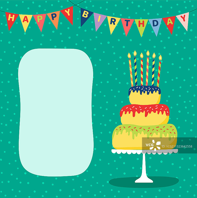 带有蛋糕的生日贺卡图片素材