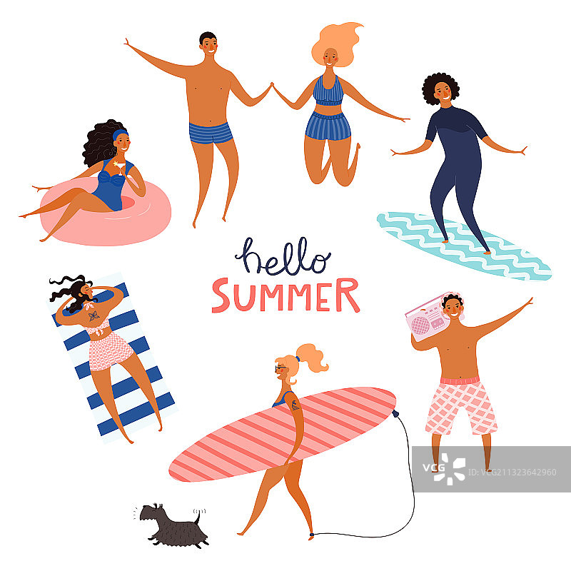 海滩上的人们相框图片素材