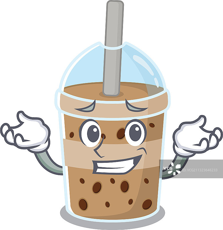 开心表情的巧克力珍珠奶茶卡通形象图片素材