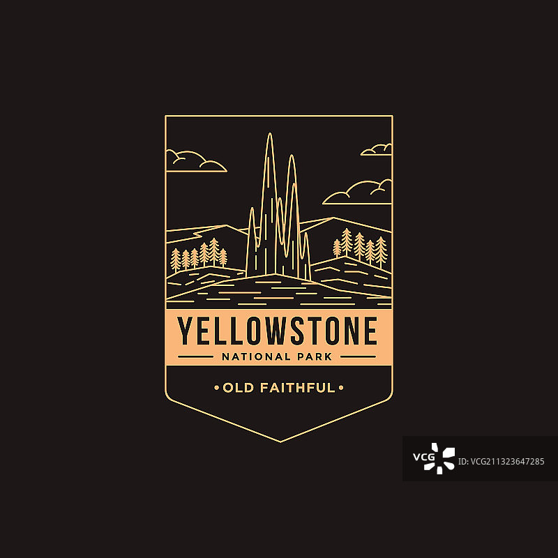 老忠实泉黄石国家公园徽章图片素材